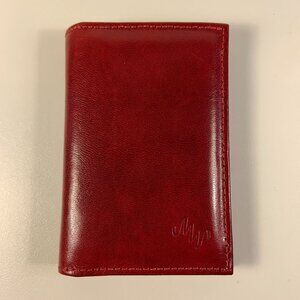 Vintage Monsac Leather Card Holder Wallet SLG Red Scarlet Small Leather Good